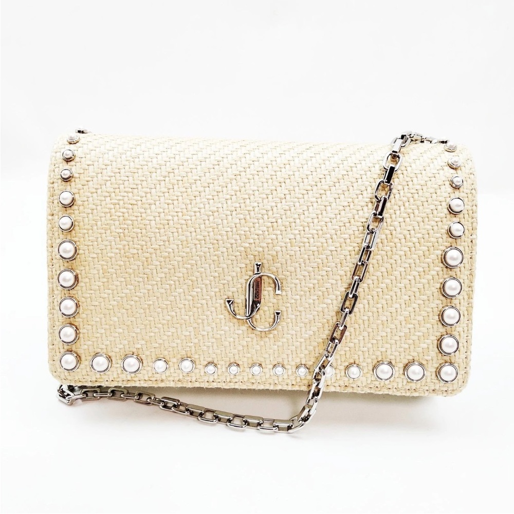 Jimmy Choo Beige Studded Crossbody Bag